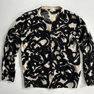 J. Crew Black/Cream Abstract Cardigan, Size M